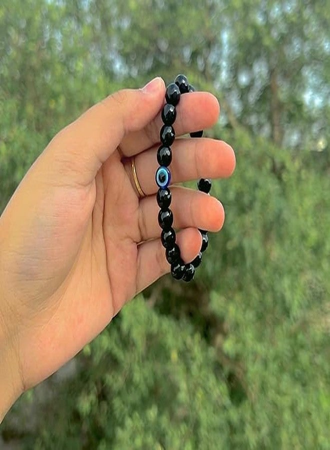 BEAUTIVIA Evil Eye Couple Bracelet Black Nazar Suraksha Kavach Bracelet Elastic Stretchable Men Women Unisex Friendship Band Evil Eye Bracelet (Pack of 2) - Image 4