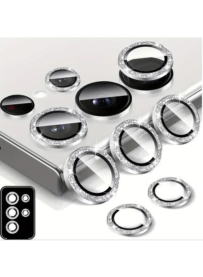 Galaxy S23 FE Tempered Glass Lens Protector with Glitter Sliver Aluminium Alloy Ring - Image 1