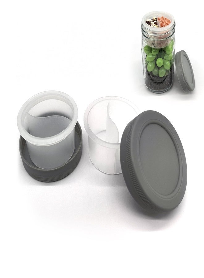 QurHapzy Salad Divider Cups Separate Vegetable and Dressing for 3.38 Inch Wide Mouth Mason Jar,Overnight Oats Containers for Dried and Wet Foods,NO JAR(2 Pack) - Image 1