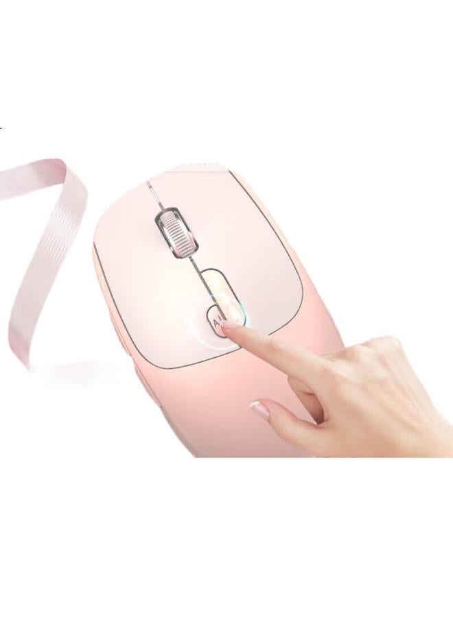 D.Rob Smart Ai Mouse, Wireless Office Silent Mouse, Ergonomic Three-Mode Rechargeable Voice Typing Mouse (With Deepseek), D6 Cherry Blossom Pink - Image 1