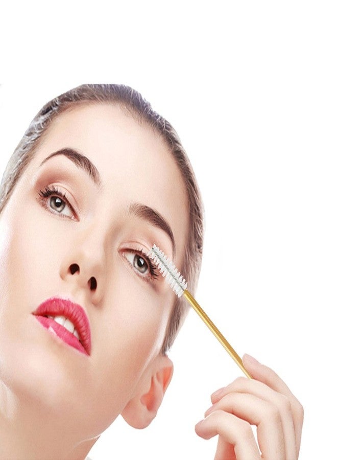MyAoKuE-UP 300 Pcs Disposable Mascara Wands Brushes Eyelash Extensions Eye Lash Wand Makeup Applicators Tool, Gold/White - Image 4