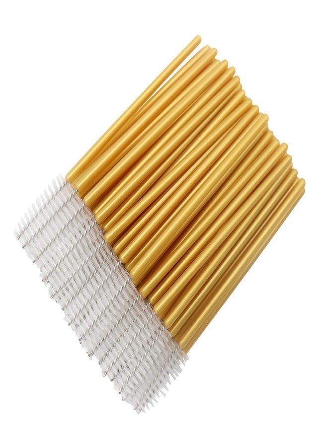 MyAoKuE-UP 300 Pcs Disposable Mascara Wands Brushes Eyelash Extensions Eye Lash Wand Makeup Applicators Tool, Gold/White - Image 1