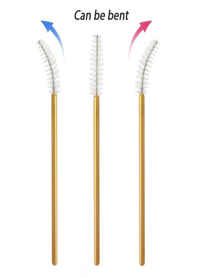 MyAoKuE-UP 300 Pcs Disposable Mascara Wands Brushes Eyelash Extensions Eye Lash Wand Makeup Applicators Tool, Gold/White - Image 3