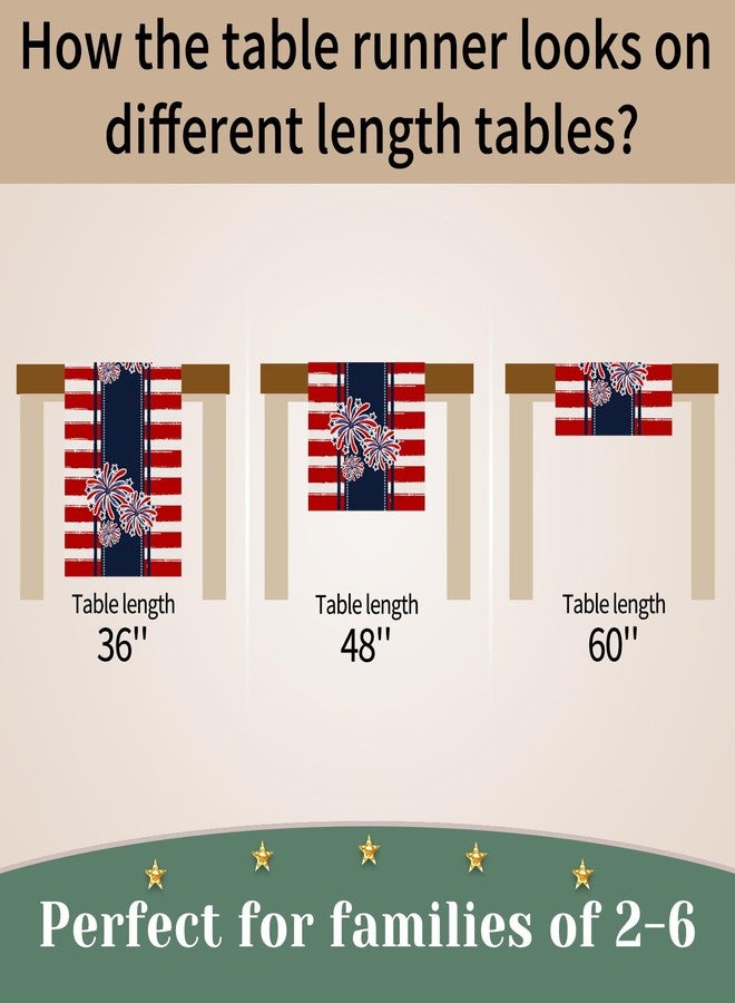 Oeyliz Memorial Day Decorations Table Runner 4th of July Decorations Table Runner Fourth of July Decor 13 x 72 inch Independence Day Kitchen Dining Table Decor Home Party Decor - Image 5