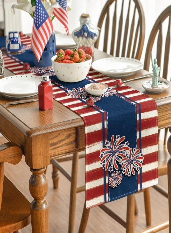 Oeyliz Memorial Day Decorations Table Runner 4th of July Decorations Table Runner Fourth of July Decor 13 x 72 inch Independence Day Kitchen Dining Table Decor Home Party Decor - Image 2