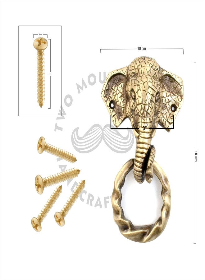 Two Moustaches Elephant Design Moulded Ring Brass Door Knocker - Image 5