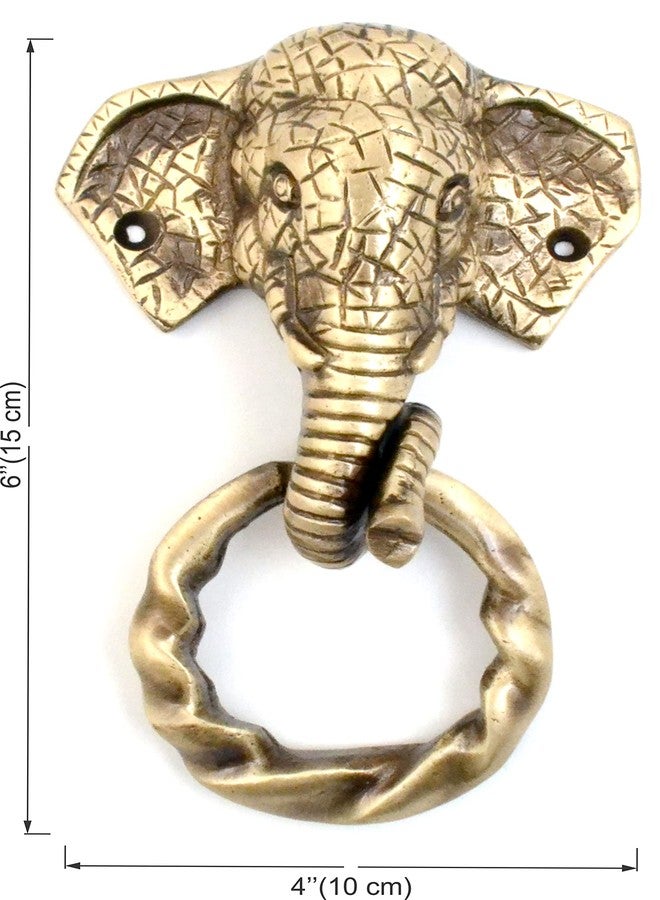 Two Moustaches Elephant Design Moulded Ring Brass Door Knocker - Image 4
