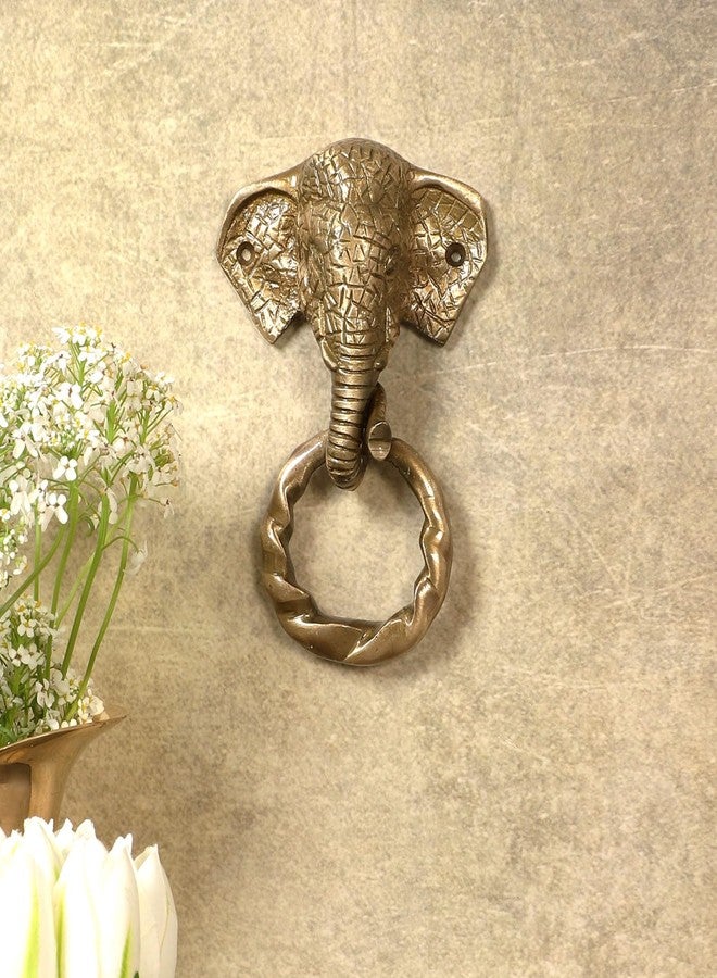 Two Moustaches Elephant Design Moulded Ring Brass Door Knocker - Image 2