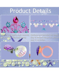 Mordely 6 Piece Jewellery for Children Little Girls, Jewellery Set Child Mermaid Kits, Princess Dress Up Accessories Set, Crown Earrings, Necklaces, Bracelets, Rings, for Role Play  - Image 3