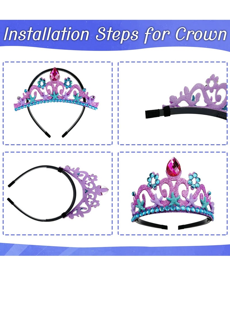 Mordely 6 Piece Jewellery for Children Little Girls, Jewellery Set Child Mermaid Kits, Princess Dress Up Accessories Set, Crown Earrings, Necklaces, Bracelets, Rings, for Role Play  - Image 4