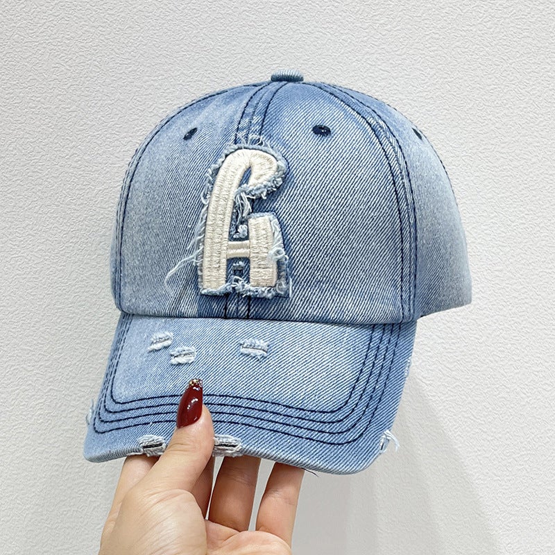 Baseball Cap Japanese New Spring Summer Denim Curved Brim Vintage Soft Brim UV Protection Hat - Image 1