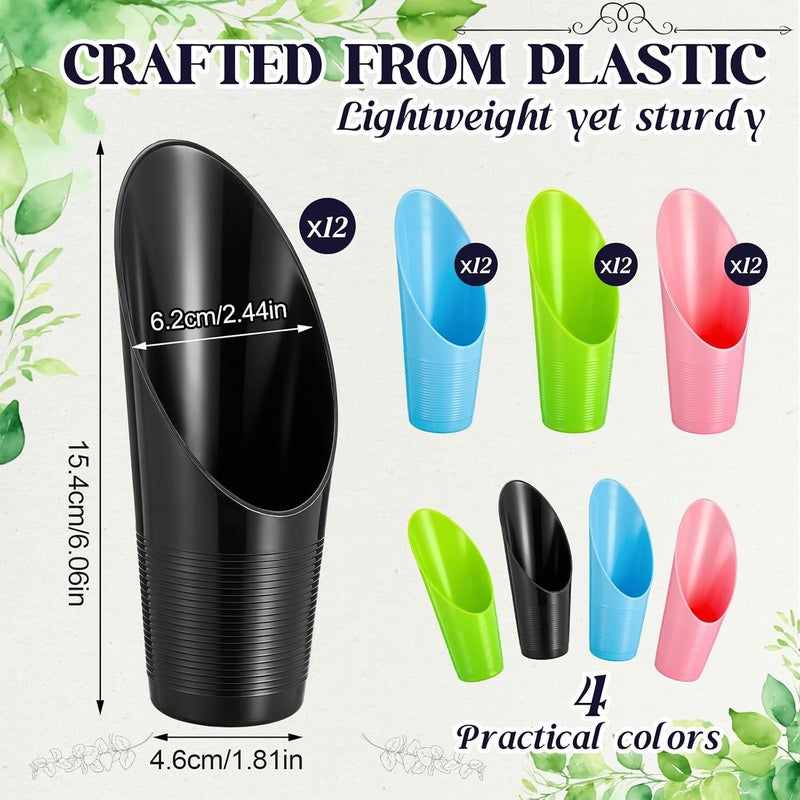 Lothee 48 Pcs Bonsai Soil Scoops Small Plastic Garden Soil Scoop Set Colorful Small Potting Shovel for Garden Tools - Image 2