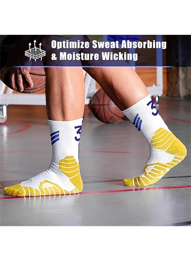 HOMESTAR 2 Pairs Basketball Players' Athletic Socks, Basketball Crew Socks, Cotton Moisture Wicking Socks for Men - Image 3