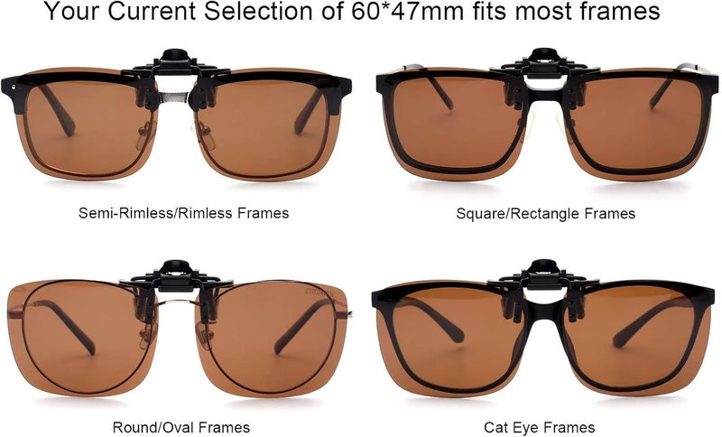 CAXMAN Polarized Clip-on Flip Up Metal Clip Rimless Sunglasses for Prescription Glasses - Image 5