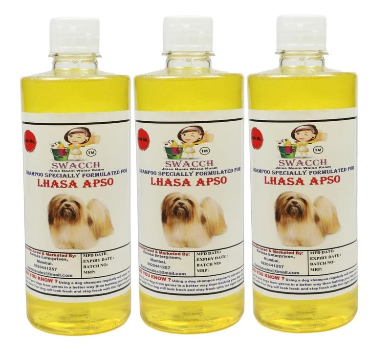 swacch Lhasa Apso Dog Shampoo + Dumbbell Toy I Durable Rubber Dog Toy for Chewing I Playing,Teeth Cleaning & Training Toy I Combo Pack I 500ml Pack of 3 Lemon - Image 2