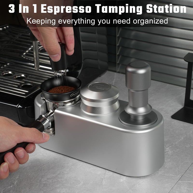 PUSEE Espresso Tamping Station, Espresso Organizer Station Fit for 51/54/58mm Espresso Accessories, Plastic Espresso Station Coffee Tamper Station, Multifunctional Coffee Tools Organzier (3 in 1) - Image 4