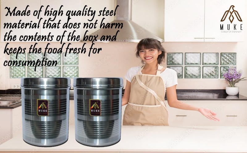 MUKE stainless steel dabba kitchen container food grade storage utility container steel box 2pcs of 45 kg to 5kg - Image 3