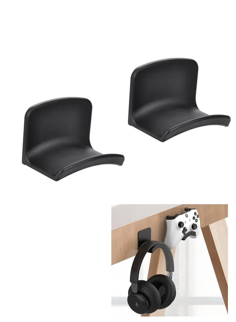 2 PACK Headphone Stand Headset Holder, Adhesive Gaming Earphones Hanger, Universal Desk Wall Mount Hook for All - Image 1