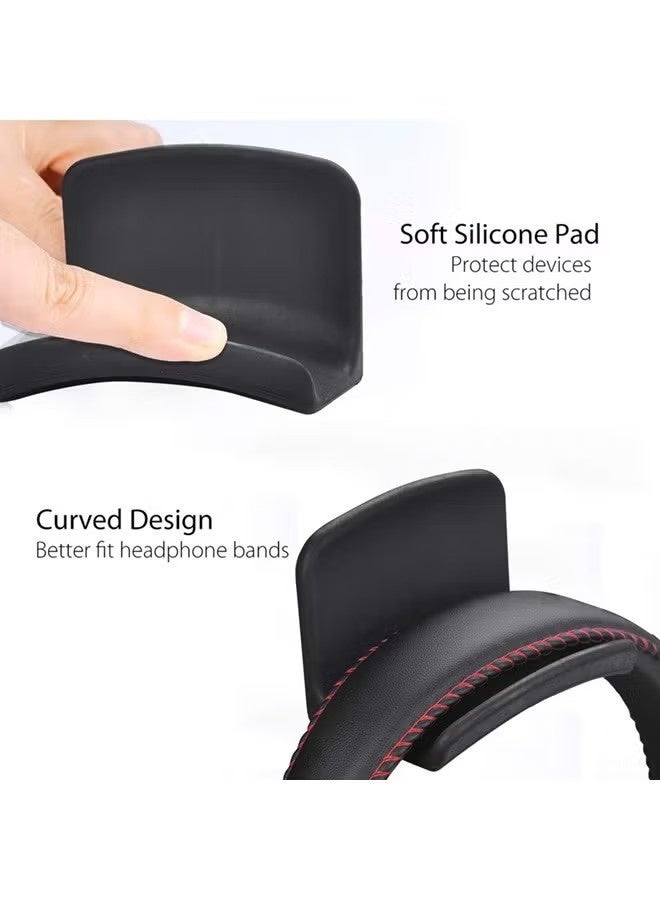 2 PACK Headphone Stand Headset Holder, Adhesive Gaming Earphones Hanger, Universal Desk Wall Mount Hook for All - Image 2