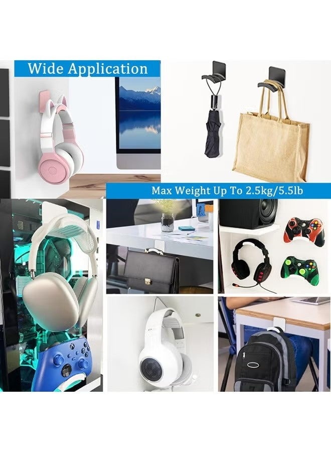 2 PACK Headphone Stand Headset Holder, Adhesive Gaming Earphones Hanger, Universal Desk Wall Mount Hook for All - Image 5