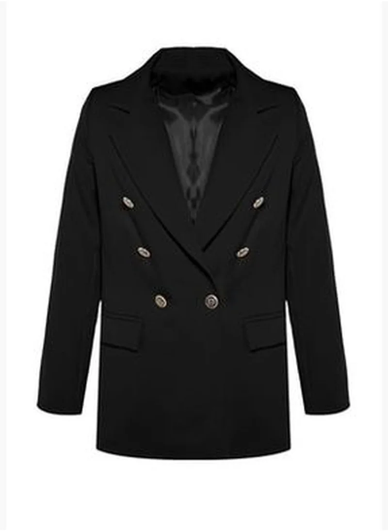 trendyol Black Regular Lined, Woven Blazer with Buttons TWOAW23BC00023