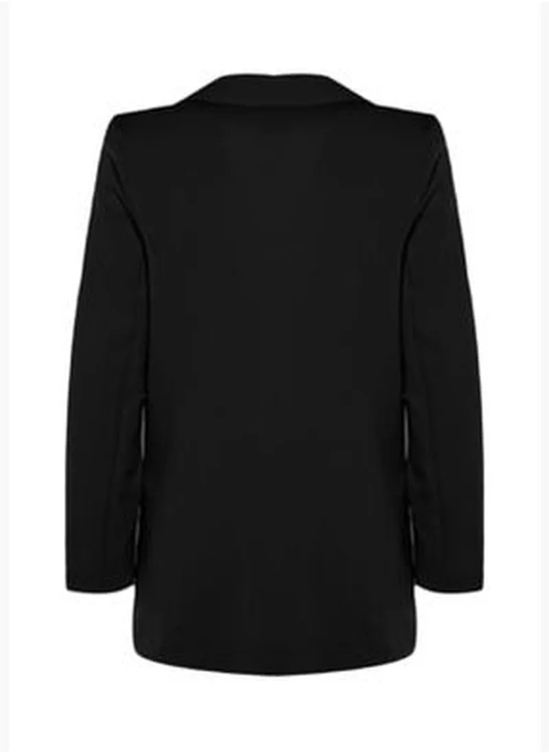 trendyol Black Regular Lined, Woven Blazer with Buttons TWOAW23BC00023