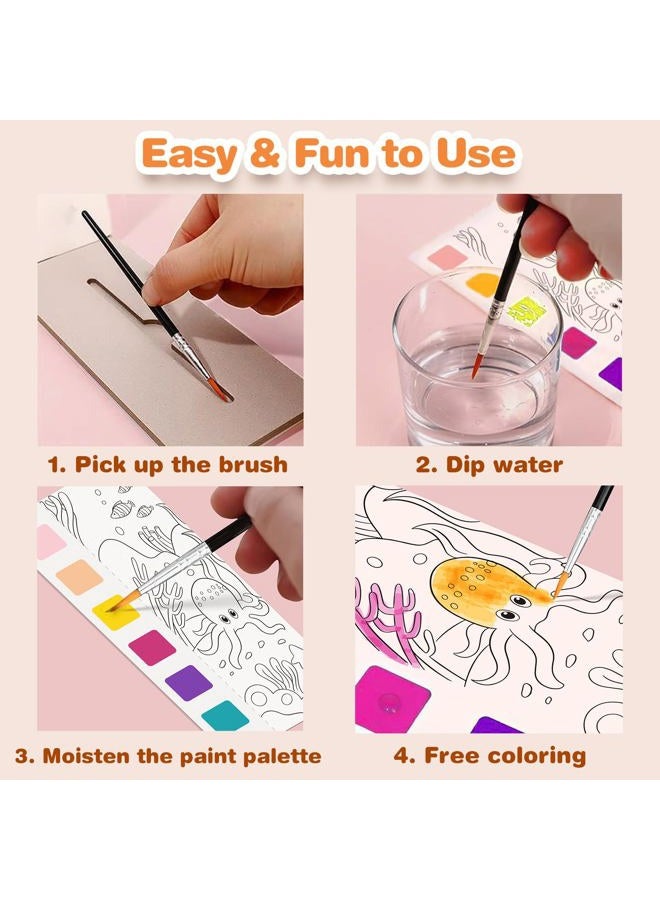 ZHOC Paint with Water Coloring Books for Kids, Pocket Mess Free Watercolor Painting Sets for Kids Ages 3 4 5 6 7 8+, Water Color Paint Set Arts and Crafts Gift for Boys Girls, Oceans - Image 5