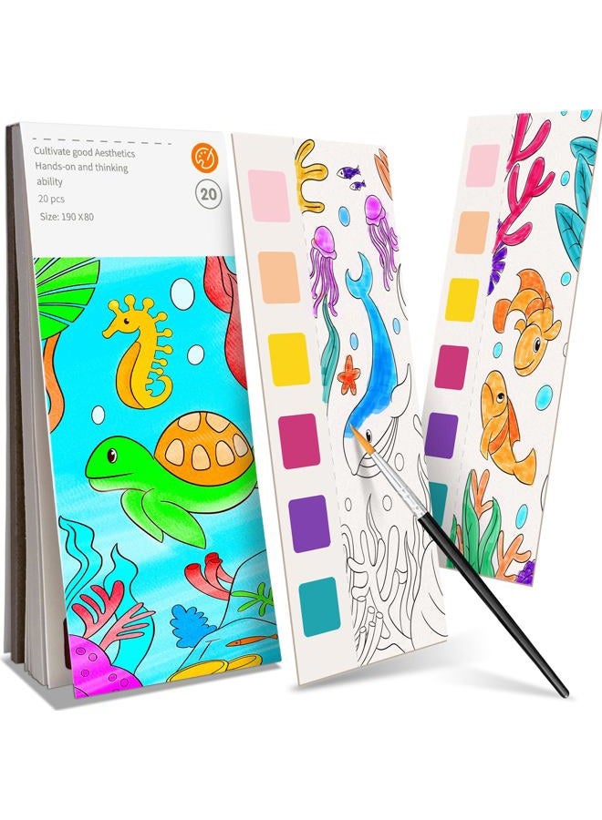 ZHOC Paint with Water Coloring Books for Kids, Pocket Mess Free Watercolor Painting Sets for Kids Ages 3 4 5 6 7 8+, Water Color Paint Set Arts and Crafts Gift for Boys Girls, Oceans - Image 1