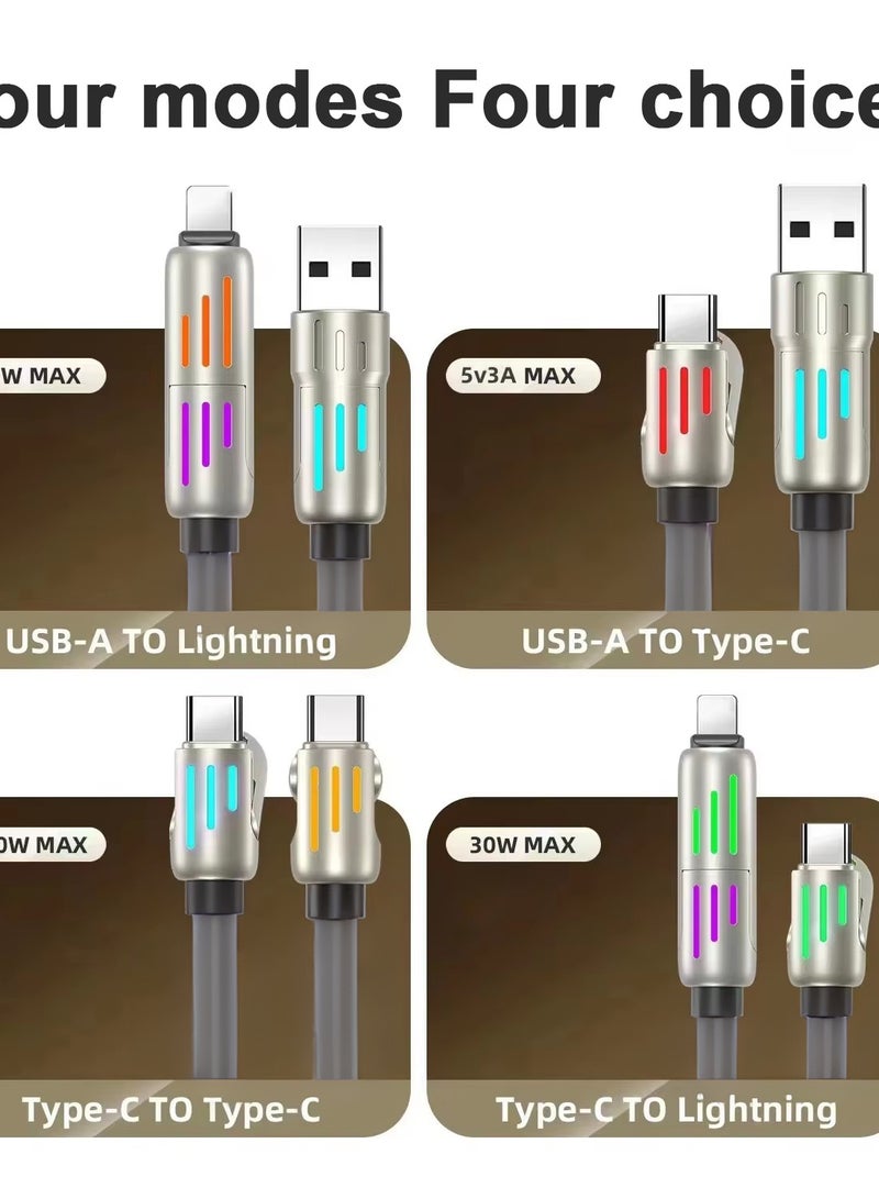 STILL USB C Cable, 240W 4 in 1 Multi Charging Cable USB Charger Cable with Breathing Light, Combo L Port/Type C/USB A Fast Charging Cable for iPhone16/15/14/13/12 Series/MacBook/iPad/Samsung/Huawei/ Laptop And More - Image 2