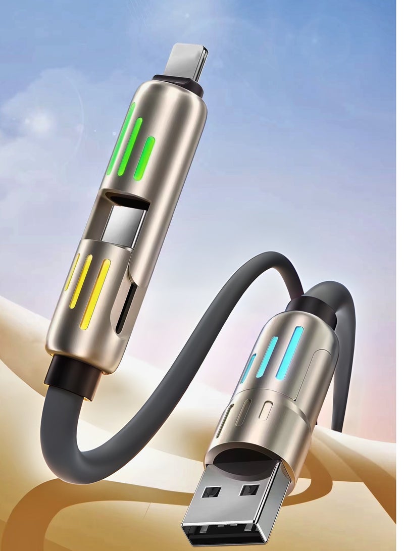 STILL USB C Cable, 240W 4 in 1 Multi Charging Cable USB Charger Cable with Breathing Light, Combo L Port/Type C/USB A Fast Charging Cable for iPhone16/15/14/13/12 Series/MacBook/iPad/Samsung/Huawei/ Laptop And More - Image 1