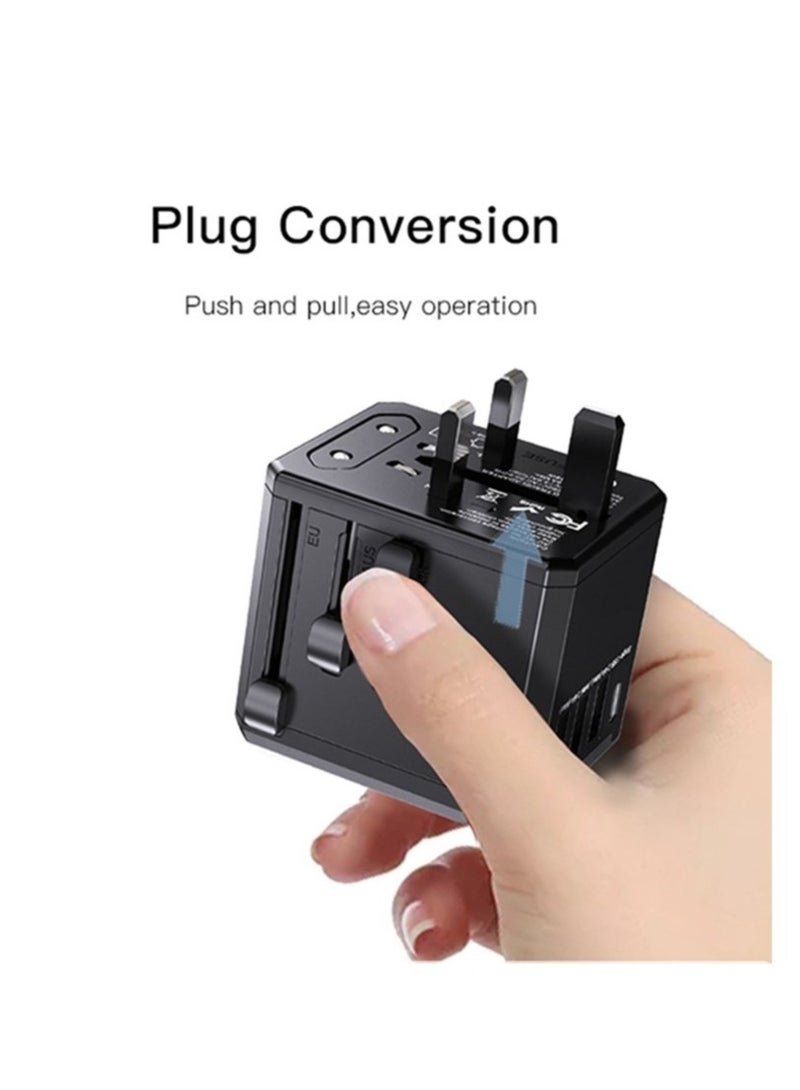 Yesido MC-10 3 USB + Type-C Ports Multi-function Universal Travel Adapter Plug (Black)