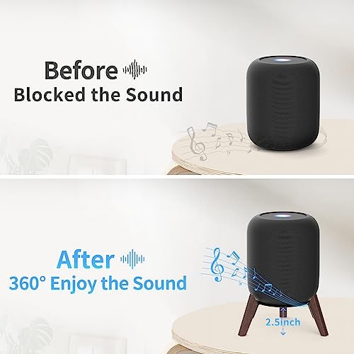 Yibracki Table Wood Stand for HomePod 2nd Gen Speaker with Dust-Proof Cover, Anti-Slip Wooden Desktop Speaker Stand Compatible with Homepod 2 Wood Tripod Holder with Sturdy Metal Frame, Black - Image 4