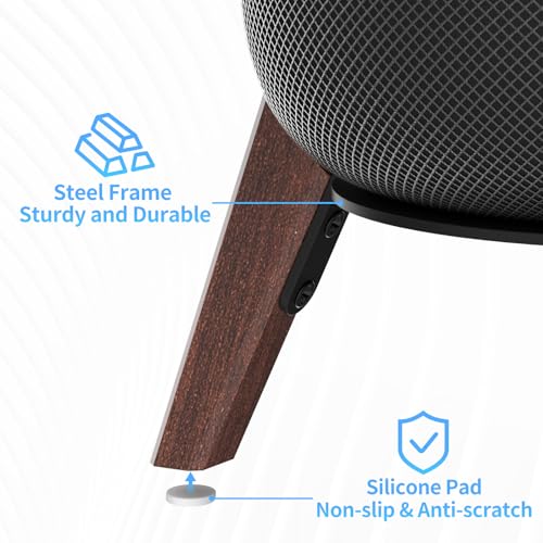 Yibracki Table Wood Stand for HomePod 2nd Gen Speaker with Dust-Proof Cover, Anti-Slip Wooden Desktop Speaker Stand Compatible with Homepod 2 Wood Tripod Holder with Sturdy Metal Frame, Black - Image 3