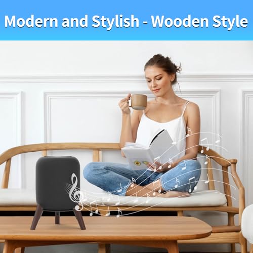 Yibracki Table Wood Stand for HomePod 2nd Gen Speaker with Dust-Proof Cover, Anti-Slip Wooden Desktop Speaker Stand Compatible with Homepod 2 Wood Tripod Holder with Sturdy Metal Frame, Black - Image 5