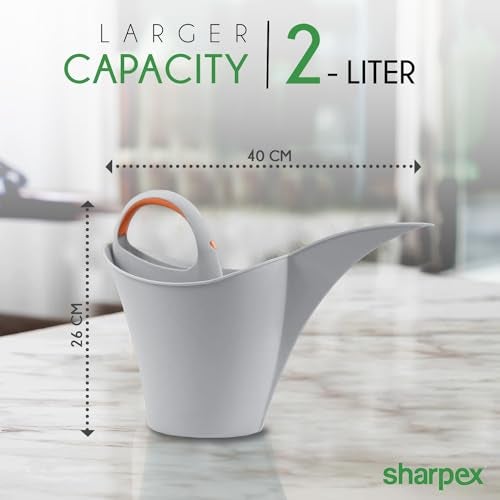 Sharpex Modern and Decorative Long Tip Watering Can 2L for Home Gardening Sprinkling Bucket |Heavy Duty PP Plastic Lightweight (Grey) - Image 4