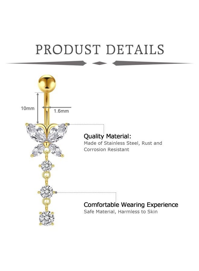 VCMART Belly Button Ring Belly Button Piercing Surgical Steel Belly Rings 14G Belly Button Rings Belly Navel Rings Piercing Jewelry, Metal, stainless-steel - Image 2