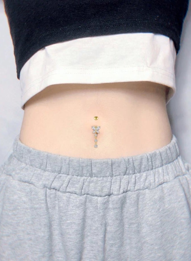VCMART Belly Button Ring Belly Button Piercing Surgical Steel Belly Rings 14G Belly Button Rings Belly Navel Rings Piercing Jewelry, Metal, stainless-steel - Image 3