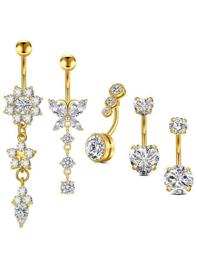 VCMART Belly Button Ring Belly Button Piercing Surgical Steel Belly Rings 14G Belly Button Rings Belly Navel Rings Piercing Jewelry, Metal, stainless-steel - Image 1