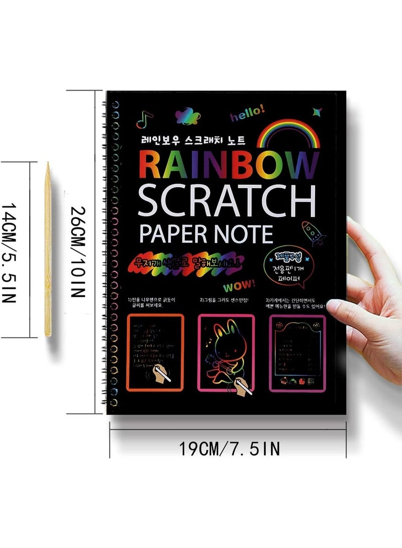 ChicAbode ورقة الخدش الجيدة مجموعة الفن الخدش مجموعة الفن للأطفال قوس قزح السحر ورقة الخدش للأطفال الحرف الفنية الخدش الأسود الرسم لوحات لعبة عيد ميلاد - Image 2