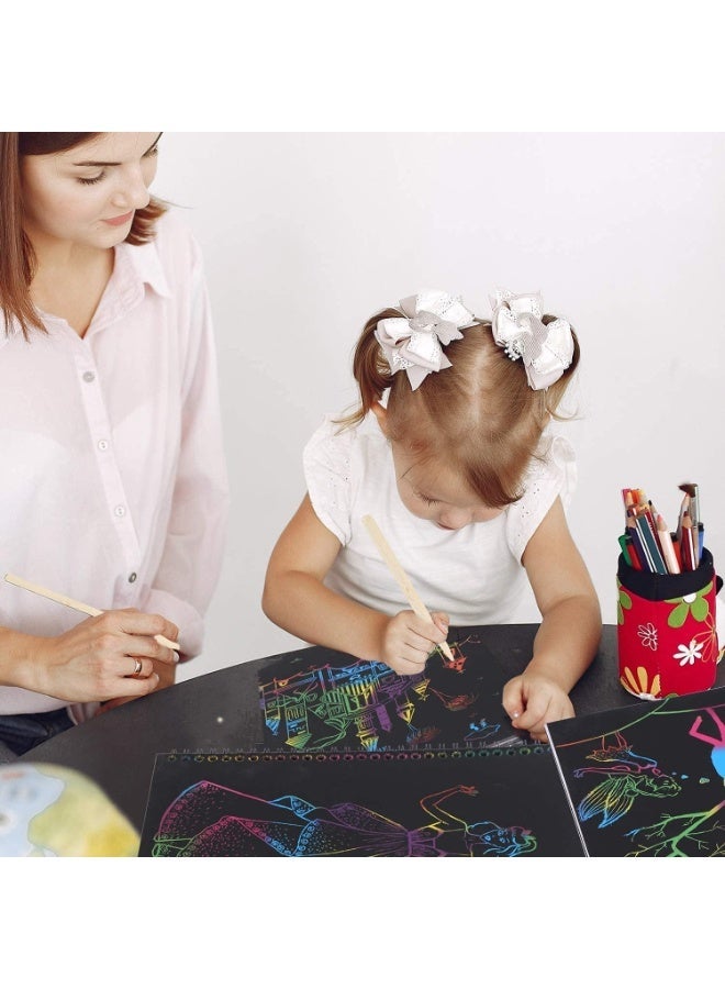 ChicAbode ورقة الخدش الجيدة مجموعة الفن الخدش مجموعة الفن للأطفال قوس قزح السحر ورقة الخدش للأطفال الحرف الفنية الخدش الأسود الرسم لوحات لعبة عيد ميلاد - Image 3