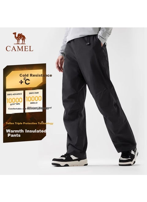 Camel Men's Outdoor Ski Pants Three Waterproof Trousers With Fleece Lining And Elastic Cuffs, Same Style As Wang Junkai, 6805