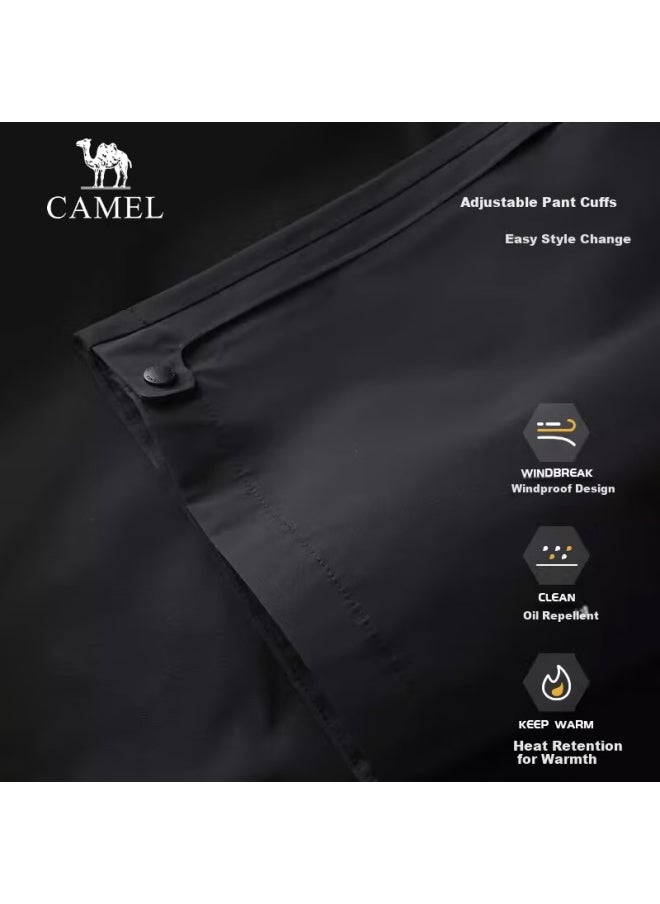 Camel Men's Outdoor Ski Pants Three Waterproof Trousers With Fleece Lining And Elastic Cuffs, Same Style As Wang Junkai, 6805