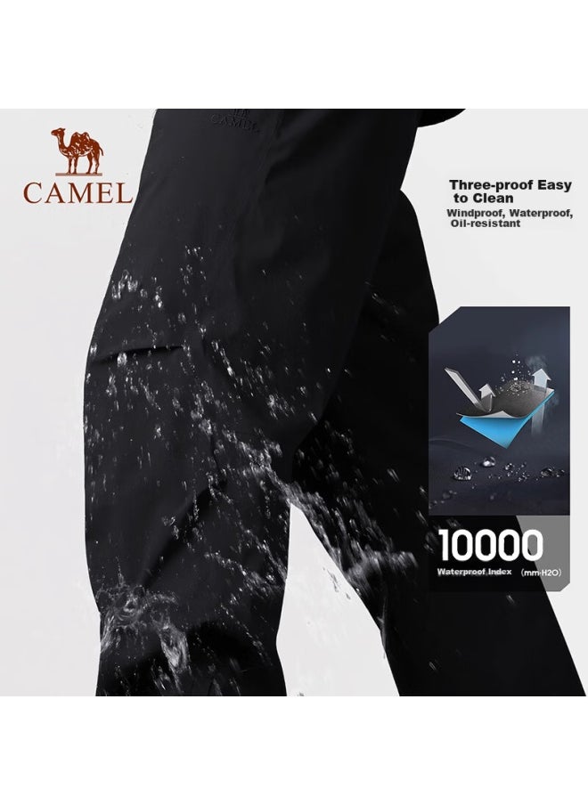 Camel Men's Outdoor Ski Pants Three Waterproof Trousers With Fleece Lining And Elastic Cuffs, Same Style As Wang Junkai, 6805