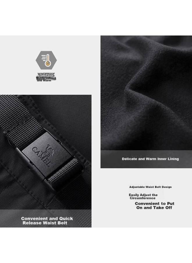 Camel Men's Outdoor Ski Pants Three Waterproof Trousers With Fleece Lining And Elastic Cuffs, Same Style As Wang Junkai, 6805