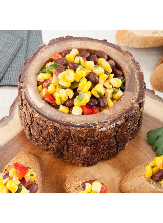 Restaurantware وعاء تقديم خشبي سعة 10 أونصات، 1 وعاء خشبي ريفي صغير - مصقول بحواف لحاء، دائري، خشب أكاسيا طبيعي، وعاء شوربة خشبي، لتقديم المقبلات، السلطات، الأطباق الرئيسية - Image 3