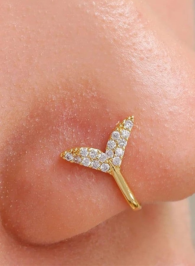 fabula Jewellery Combo of 3 Gold Nose Pin - Star, Heart & Fish Fin Shape - For Women & Girls Stylish Latest - Image 4