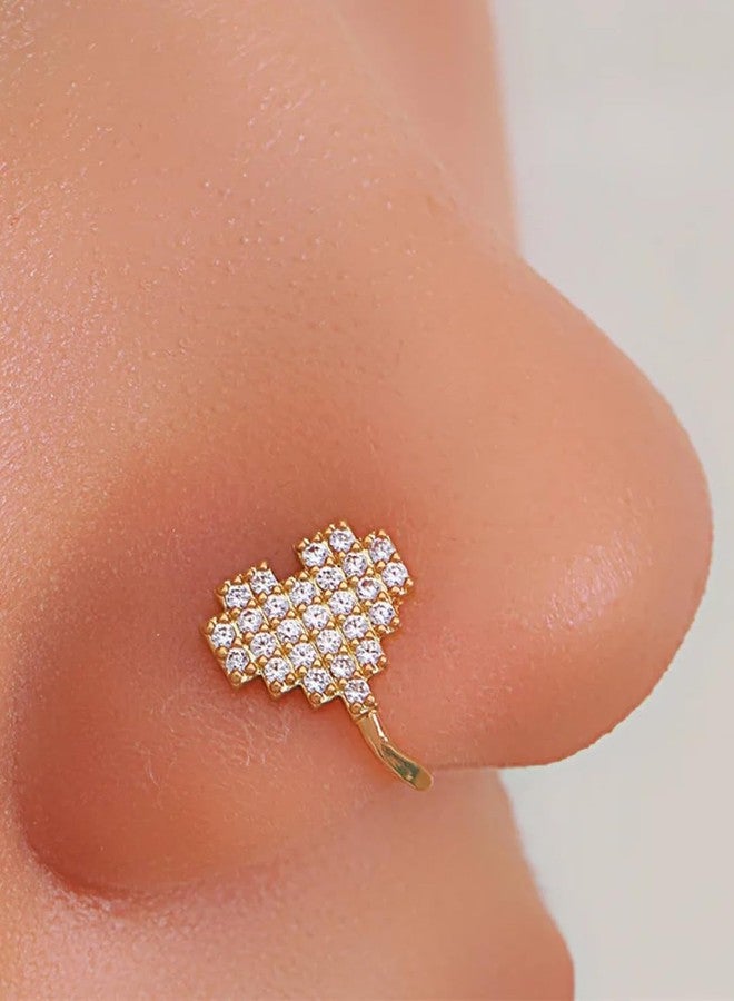 fabula Jewellery Combo of 3 Gold Nose Pin - Star, Heart & Fish Fin Shape - For Women & Girls Stylish Latest - Image 3