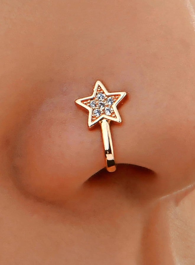 fabula Jewellery Combo of 3 Gold Nose Pin - Star, Heart & Fish Fin Shape - For Women & Girls Stylish Latest - Image 2