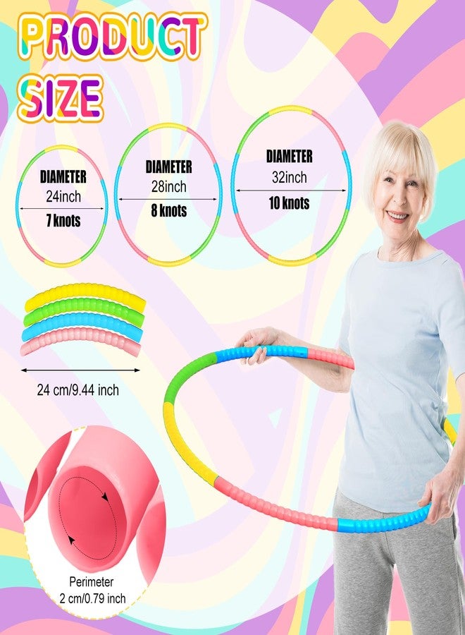 Syhood 12 Pcs Toy Color Hoop Plastic Detachable Adjustable Hoop Light Weight Exercise Fitness Equipment Toy Waist Ring for Adult Party, 3 Sizes(Green, Pink, Yellow, Blue) - Image 3