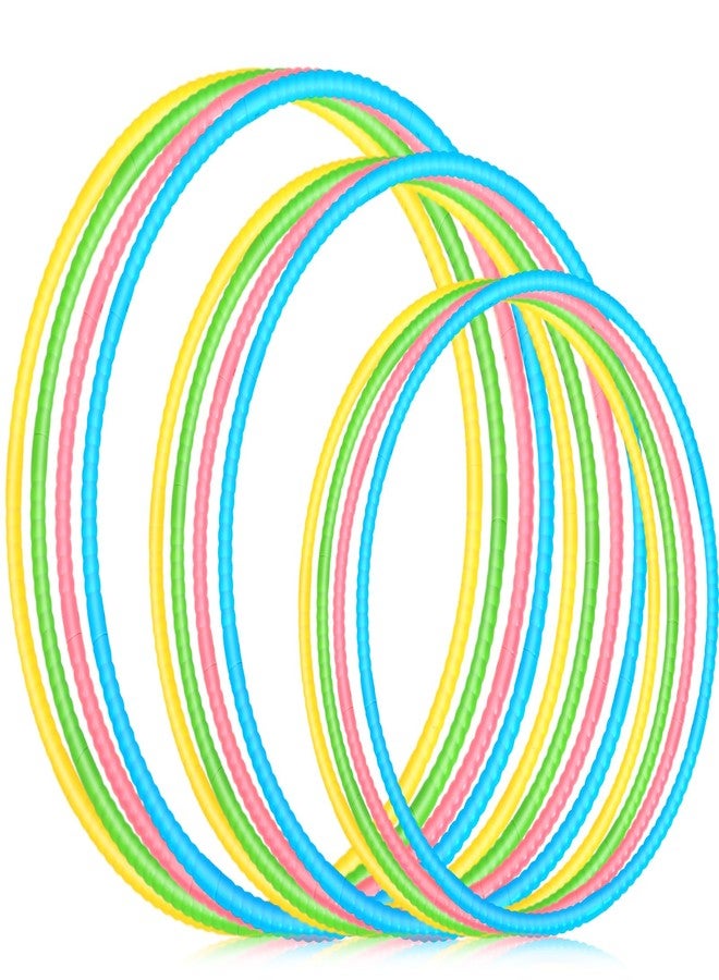 Syhood 12 Pcs Toy Color Hoop Plastic Detachable Adjustable Hoop Light Weight Exercise Fitness Equipment Toy Waist Ring for Adult Party, 3 Sizes(Green, Pink, Yellow, Blue) - Image 1